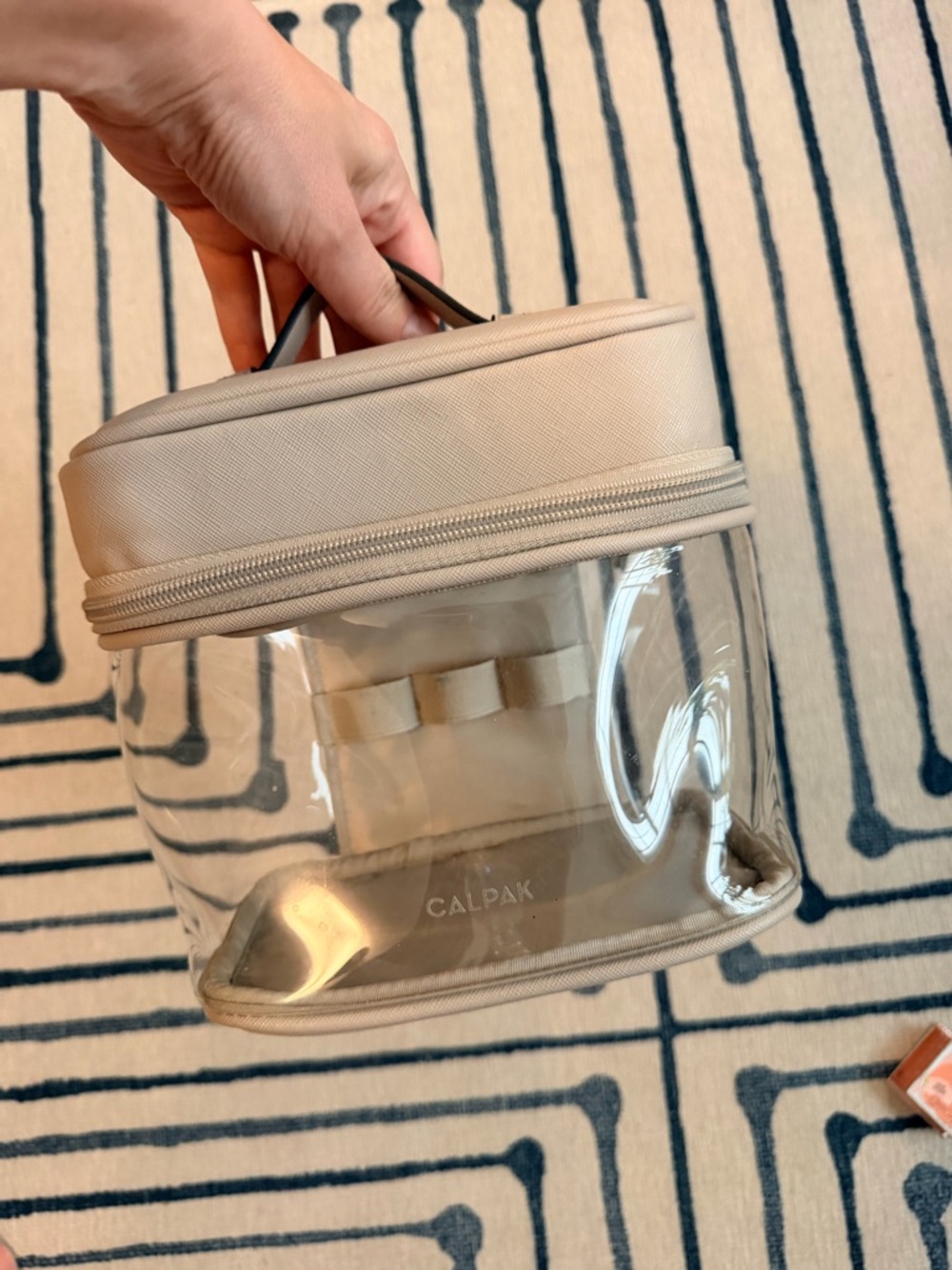 Calpak Clear Beige Top-Handle Cosmetic Case with Gold Hardware - Picture 5 of 9